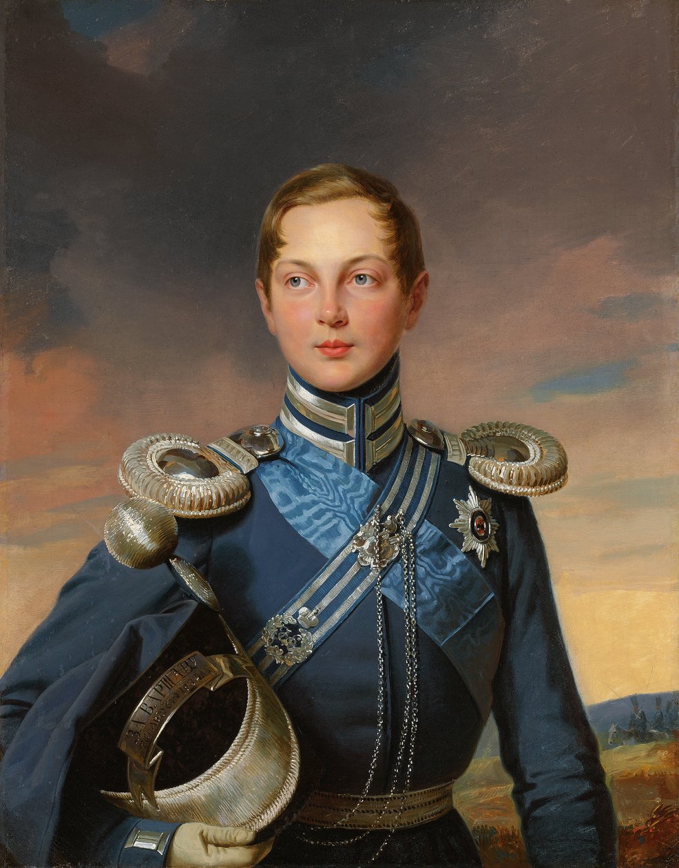 Porträtt av tsesarevitchen Alexander Nikolajevitj i uniform från Atamanskijs kosackregemente (olja på duk) av Franz (after) Krüger