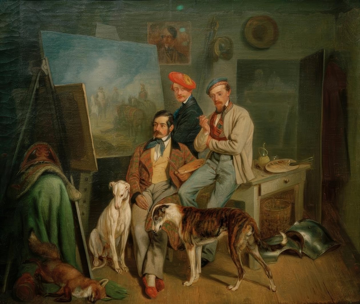 Bröderna Benno, Franz och Eugen Adam i studion av Franz Adam