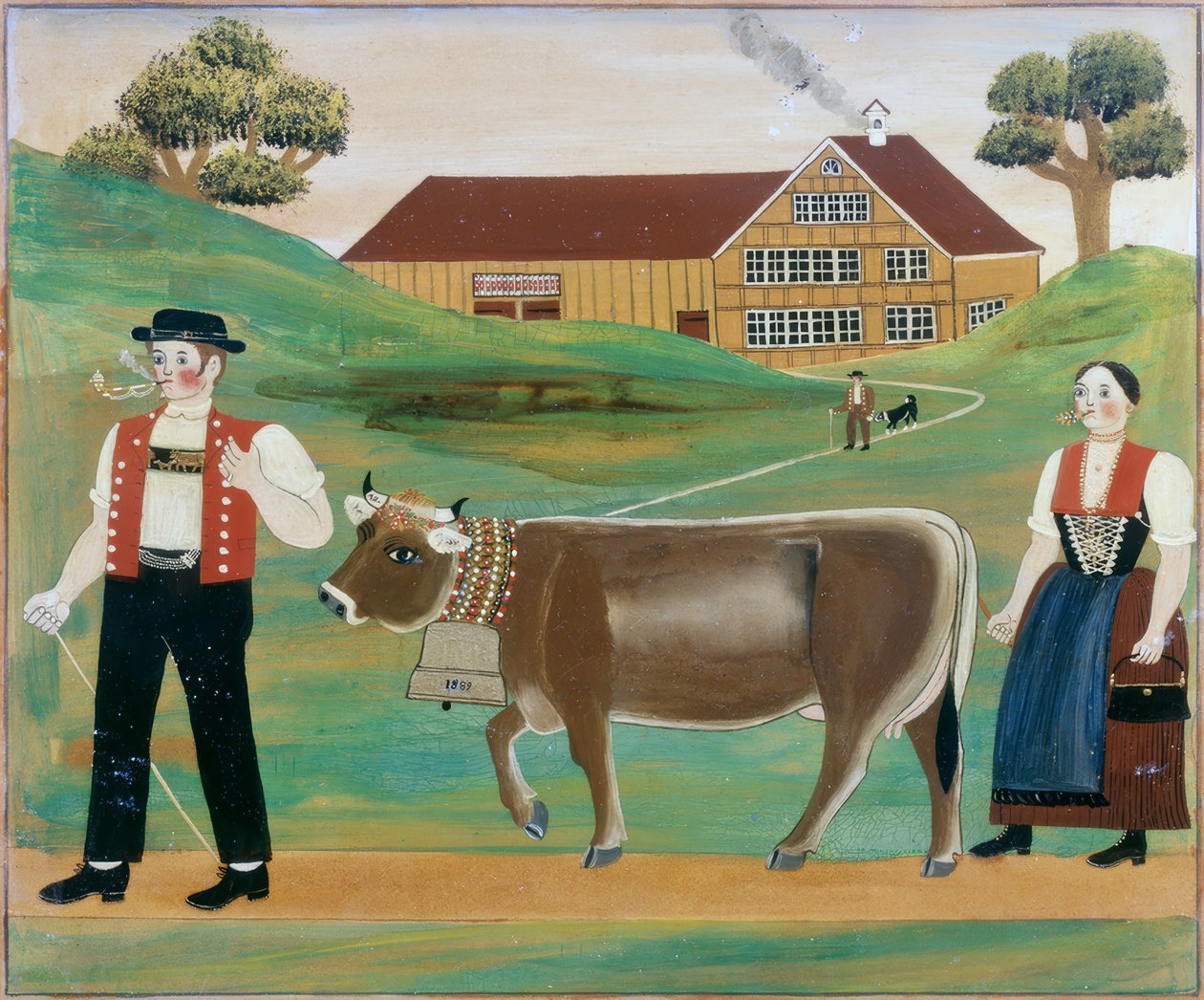 Bauer und Bäuerin mit Kuh von Franz Anton Heim