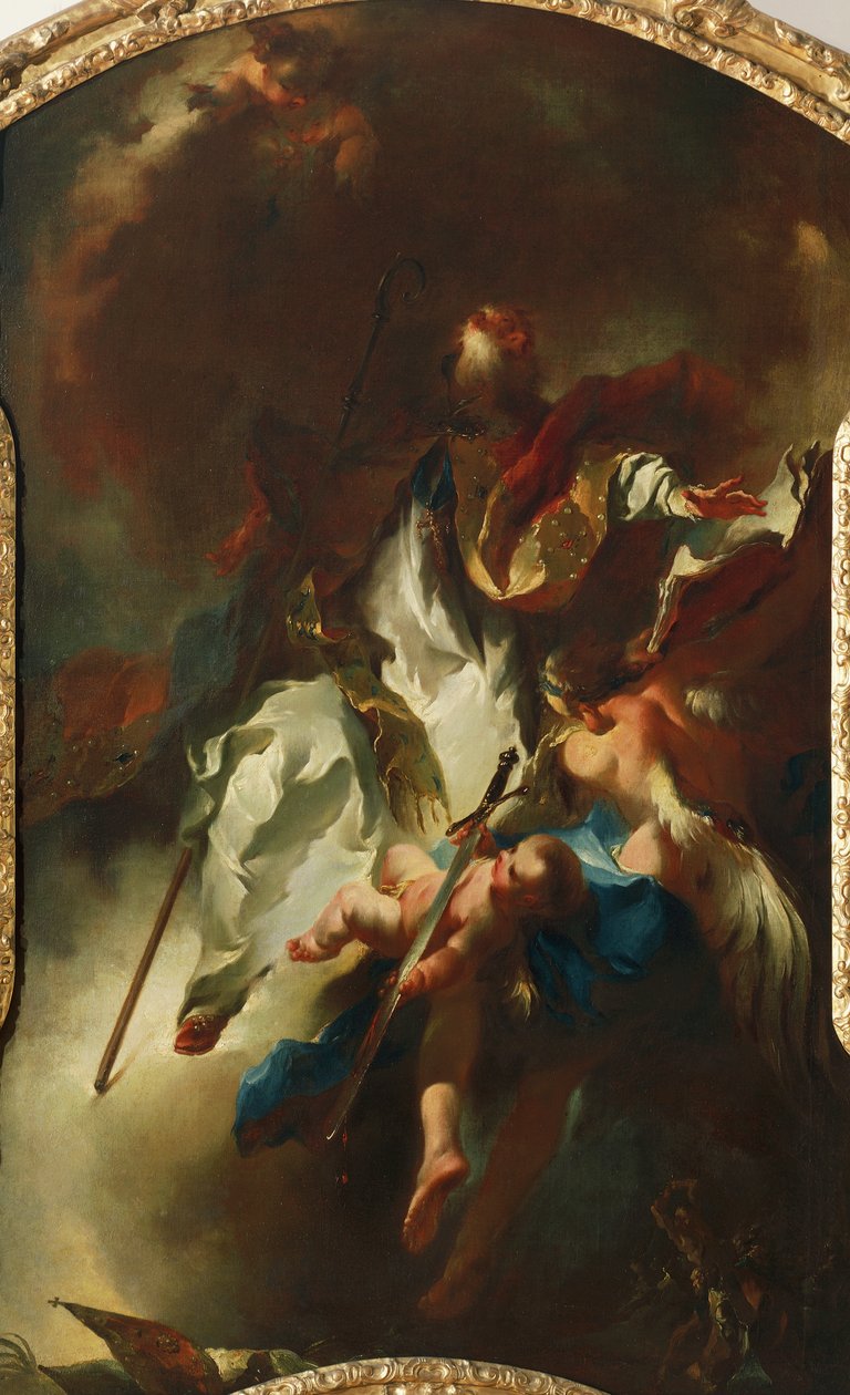 St. Narcissus in Glory, cirka 1754, av Franz Anton Maulbertsch (1724-17969, olja på duk av Franz Anton Maulbertsch