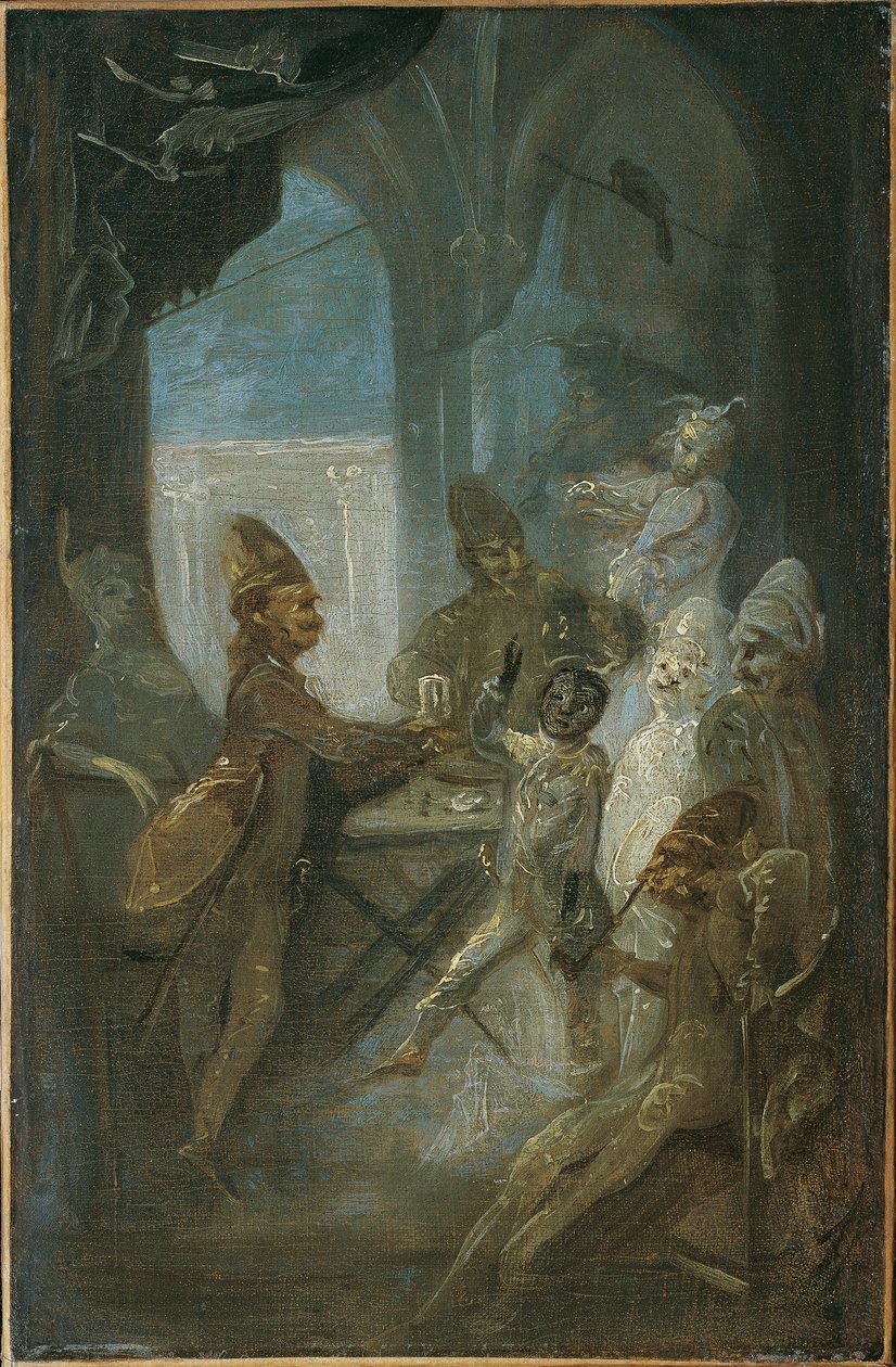 Teaterscen (barn som spelar soldater?) av Franz Anton Maulbertsch