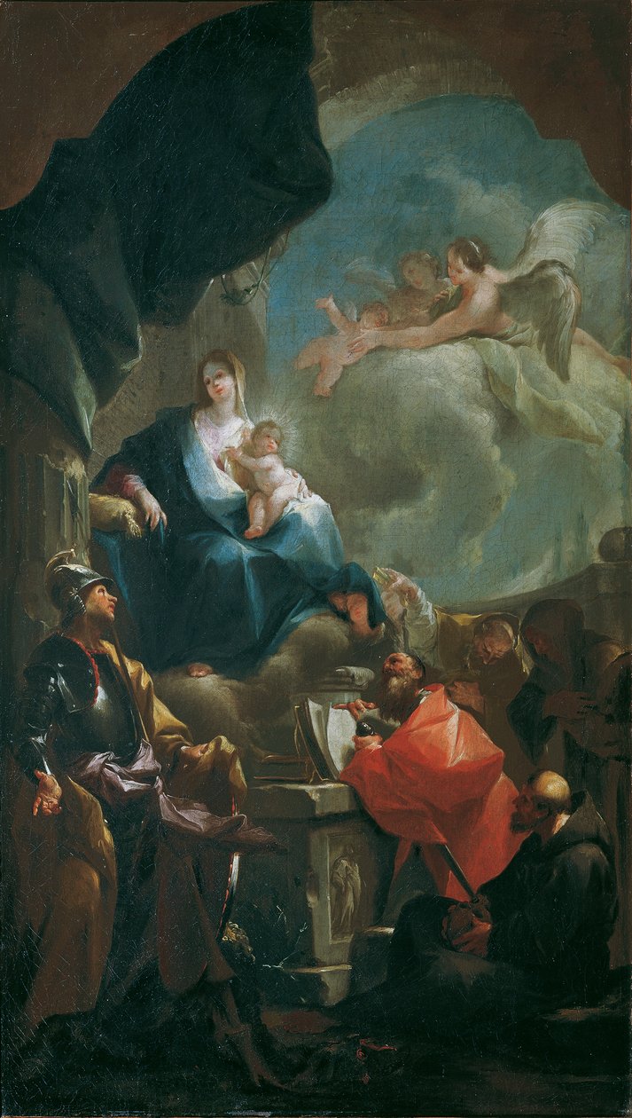 Madonna och barn på tronen, älskad av helgon av Franz Anton Palko