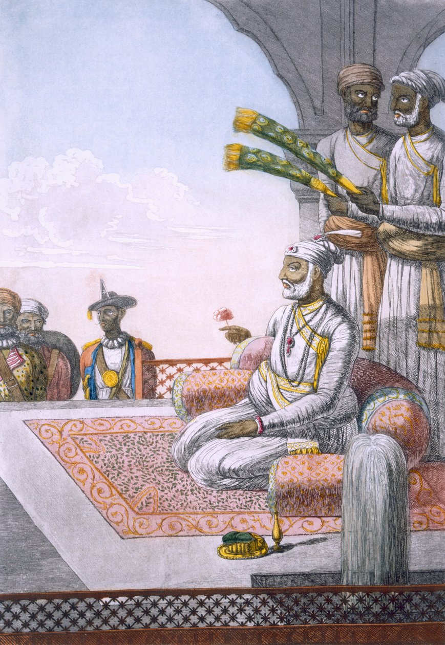En Rahjah med skötare, pub. 1808-12. av Franz Balthazar Solvyns