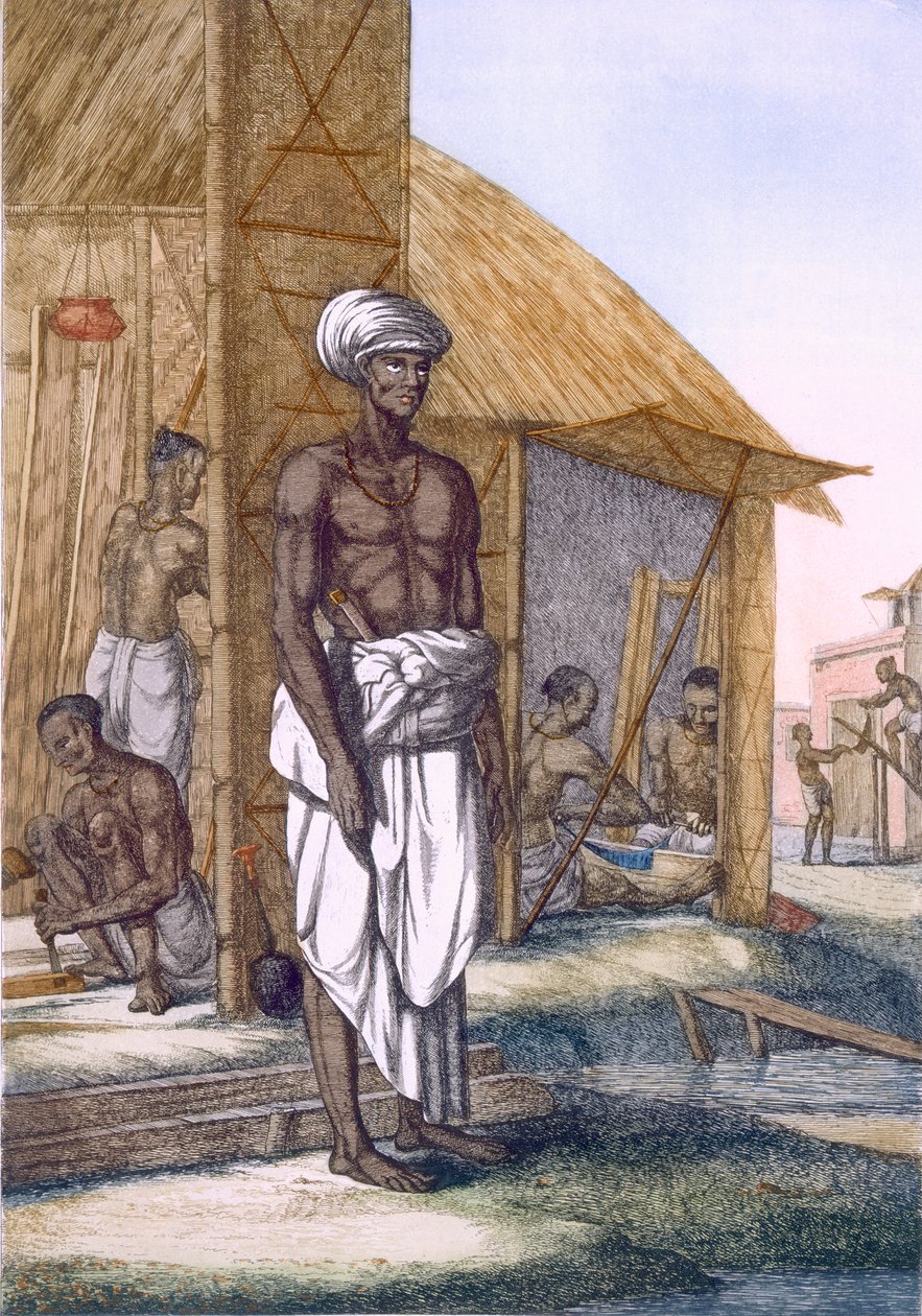 Snickare, från "The Hindus, or the Description of their Manners, Costumes and Ceremonies", ca 1808-12 (färgad etsning) av Franz Balthazar Solvyns