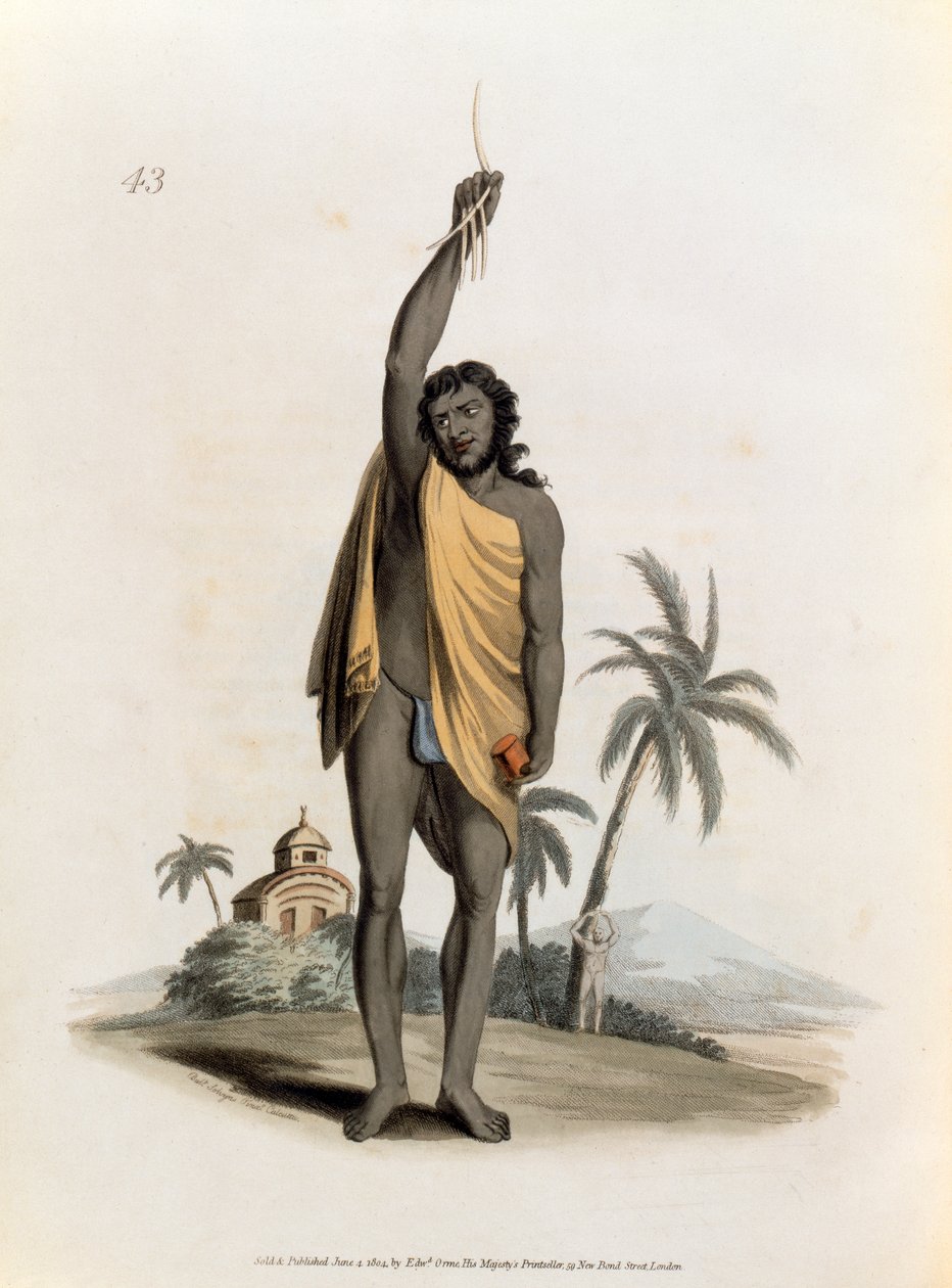 Hinduprästen, utgiven av Edward Orme, 1804 av Franz Balthazar Solvyns