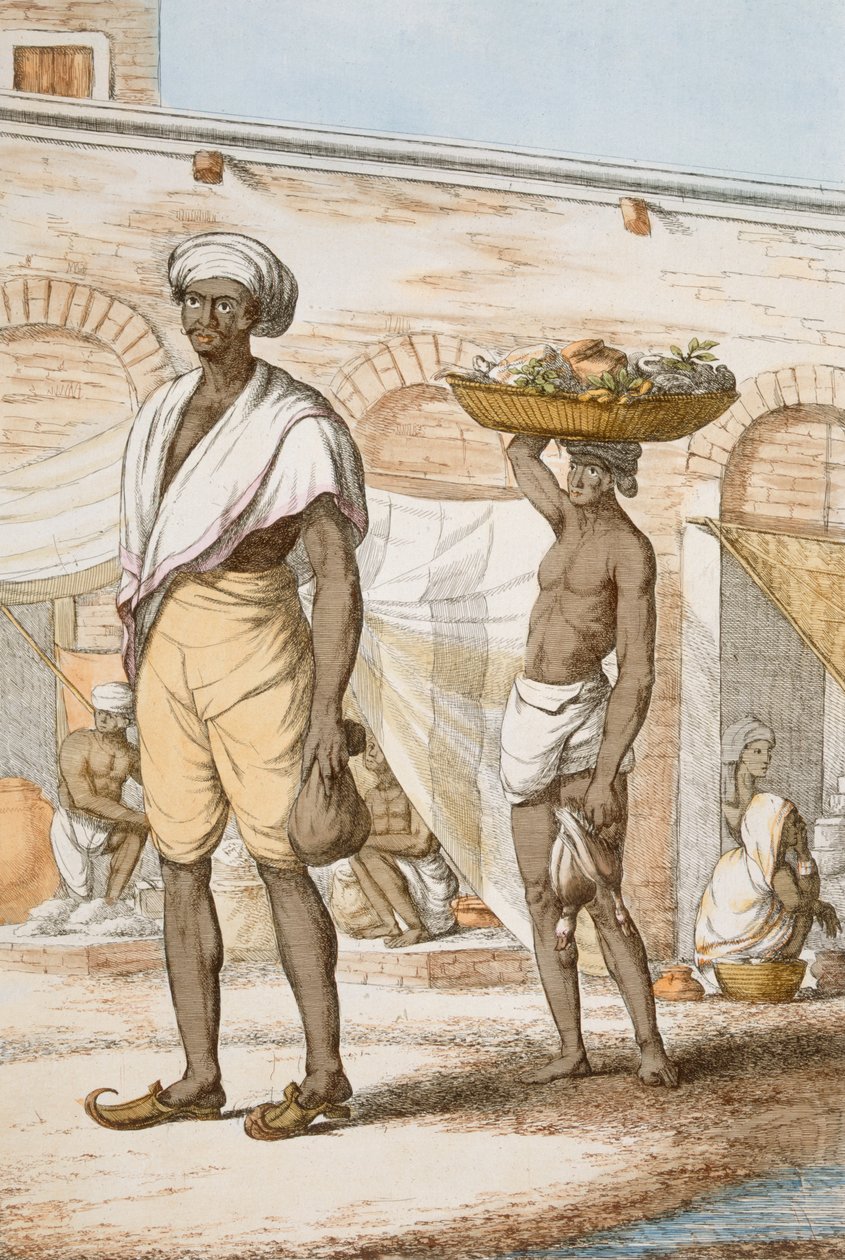 Hinduisk betjänt eller köpare av mat, från 