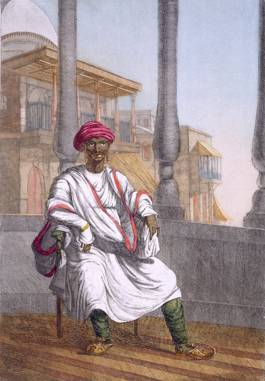 Jordägare, högklassig hindu, från "The Hindus, or the Description of their Manners, Costumes and Ceremonies", ca 1808-12 (färgad etsning). av Franz Balthazar Solvyns