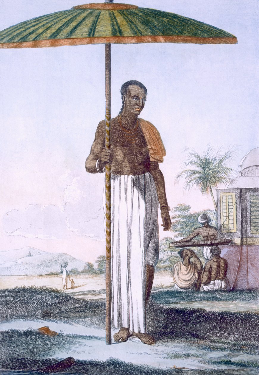 Porter från Ouriah-kasten, från "Les Hindous ou la Description de leurs Moeurs Coutumes et Ceremonies", pub. 1808-12 (färgad etsning) av Franz Balthazar Solvyns