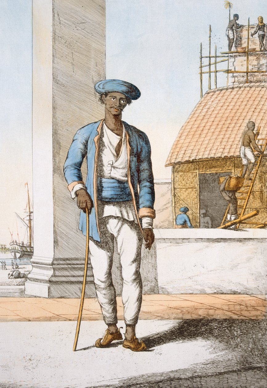 Sjöman, från "The Hindus, or the Description of their Manners, Costumes and Ceremonies", ca 1808-12 (färgad etsning) av Franz Balthazar Solvyns