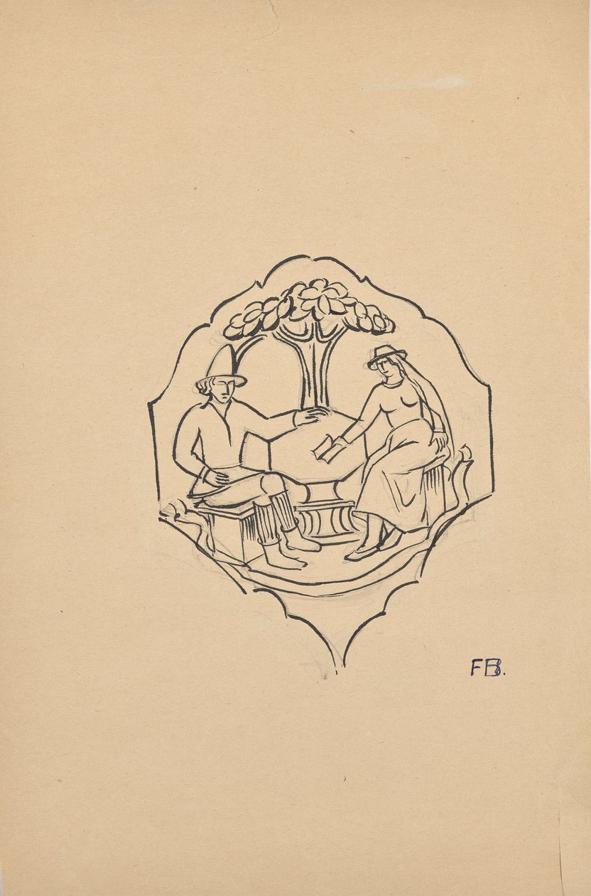 Bondepar (kilfyllning av en möbel?) av Franz Barwig d. Ä.