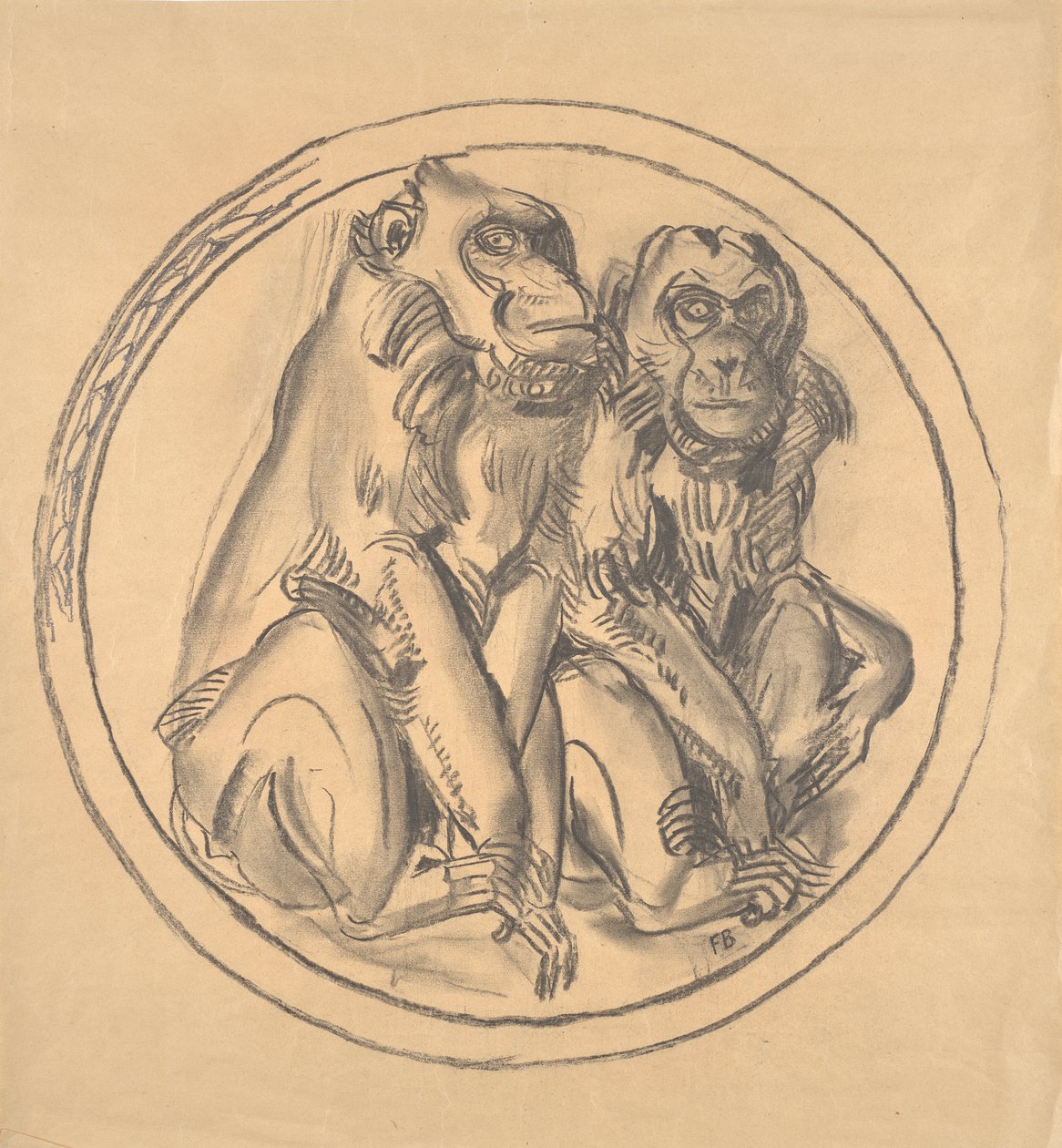 Utkast till avlastningen i aphuset i Schönbrunn Zoo av Franz Barwig d. Ä.