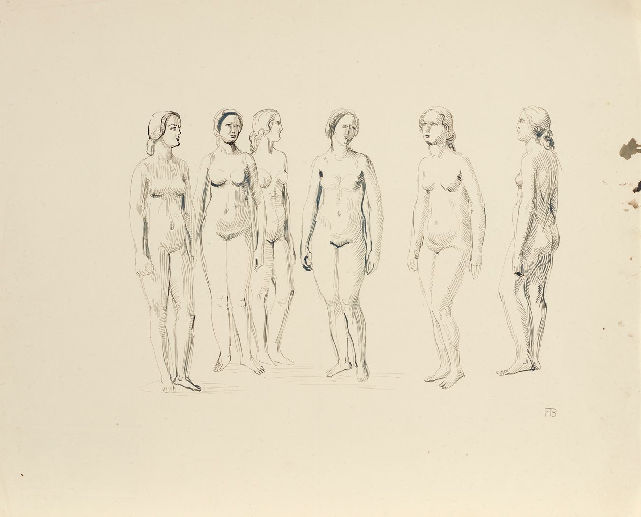 Sex kvinnliga nakenbilder av Franz Barwig d. Ä.