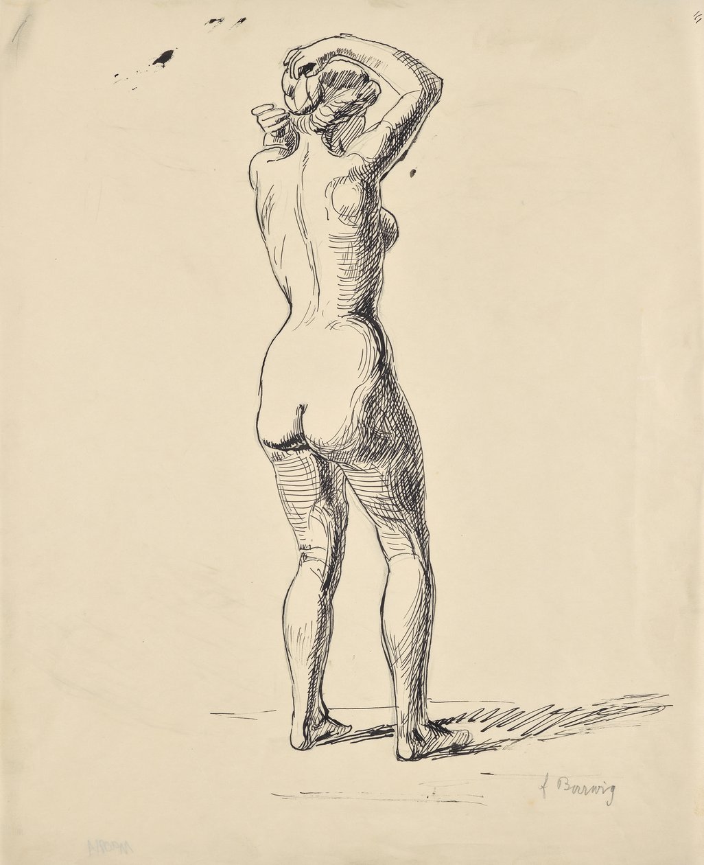 Skiss av en badgäst av Franz Barwig d. Ä.