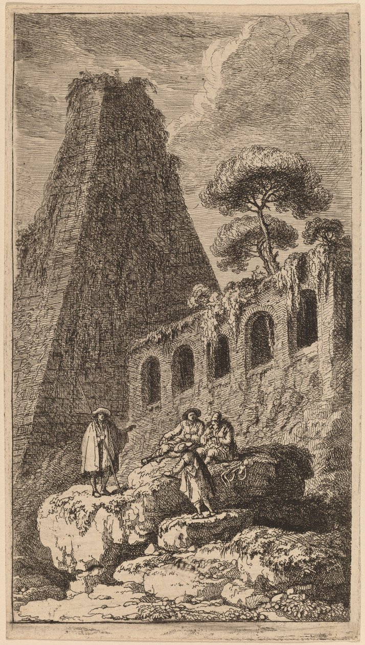 Pyramiden i Sesto nära St Paulis portar i Rom av Franz Edmund Weirotter