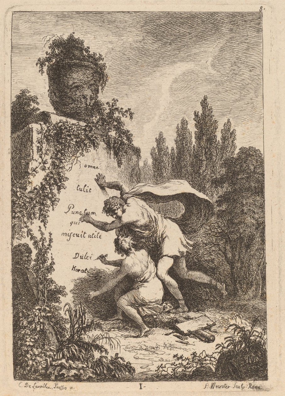 I ankomsten till Rom: pl. 1 av Franz Edmund Weirotter after Étienne de Lavallée Poussin
