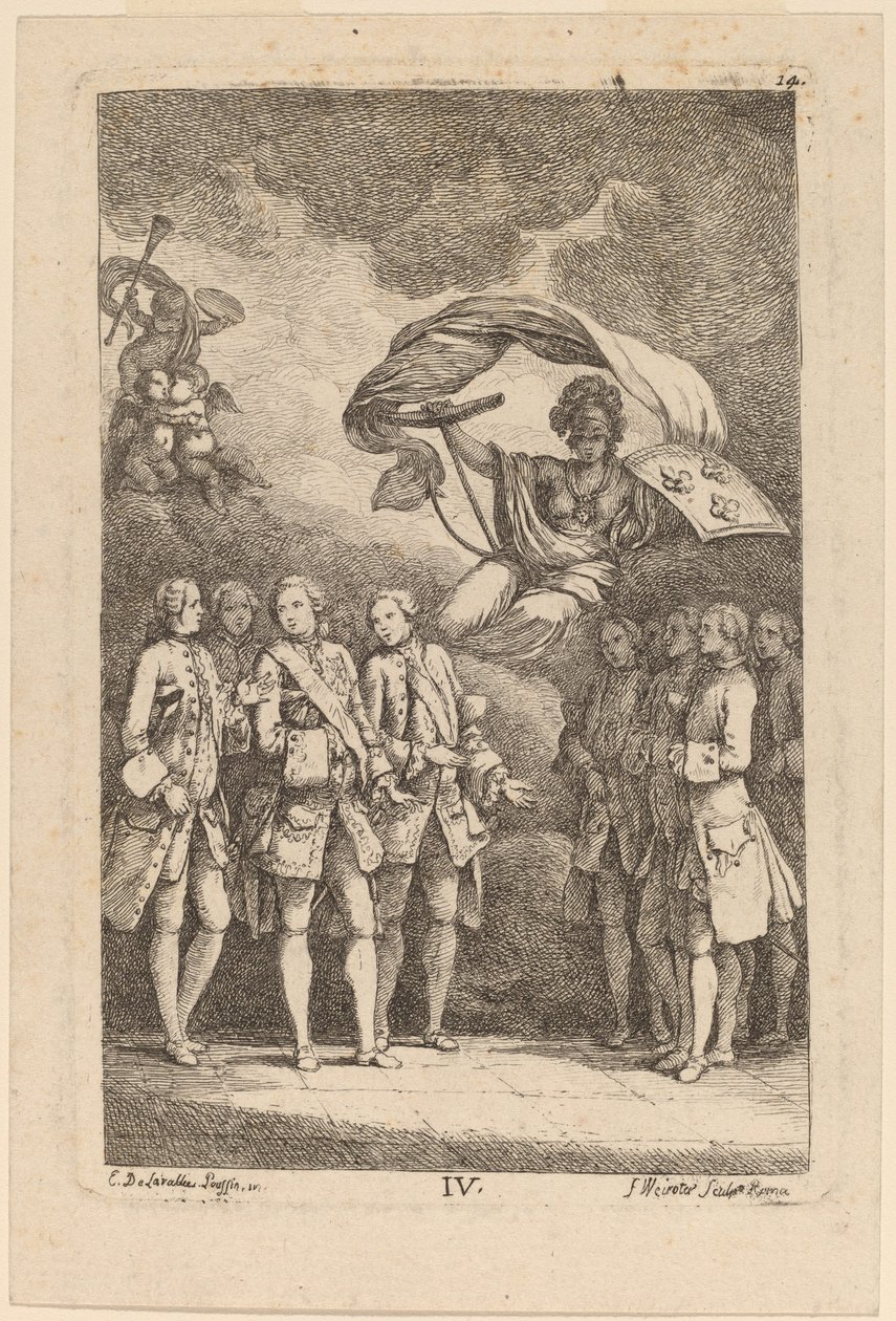 I ankomsten till Rom: pl. 4 av Franz Edmund Weirotter after Étienne de Lavallée Poussin