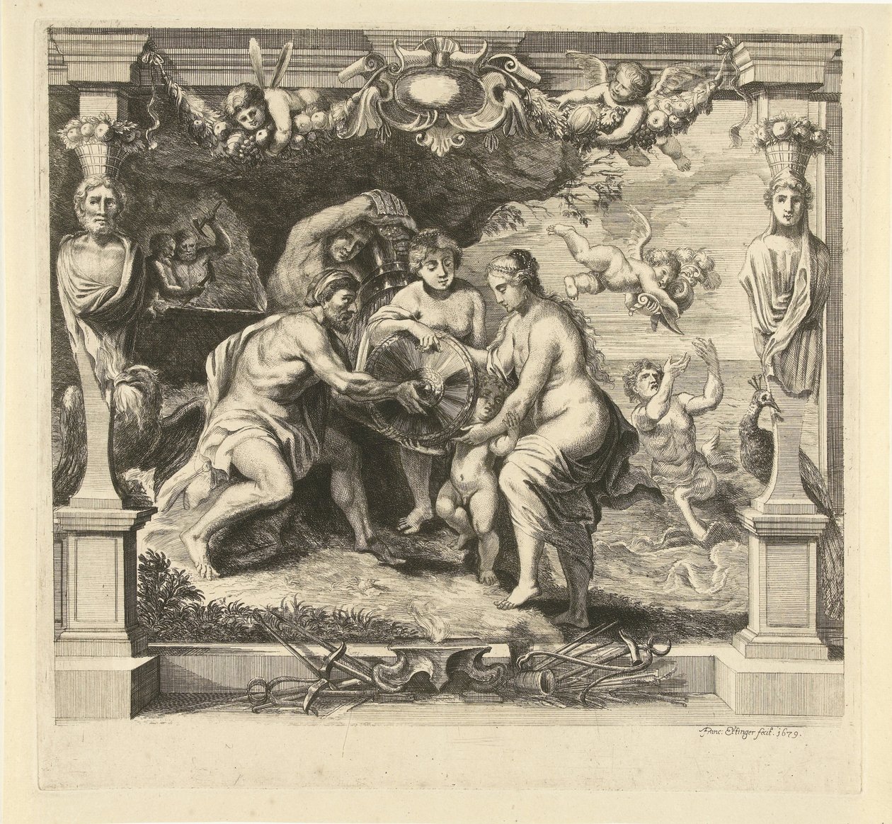 Thetis får vapen från Vulcan för Achilles History of Achilles (serietitel) av Franz Ertinger