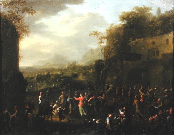 Bröllopsdansen (olja på panel) av Franz Ferg