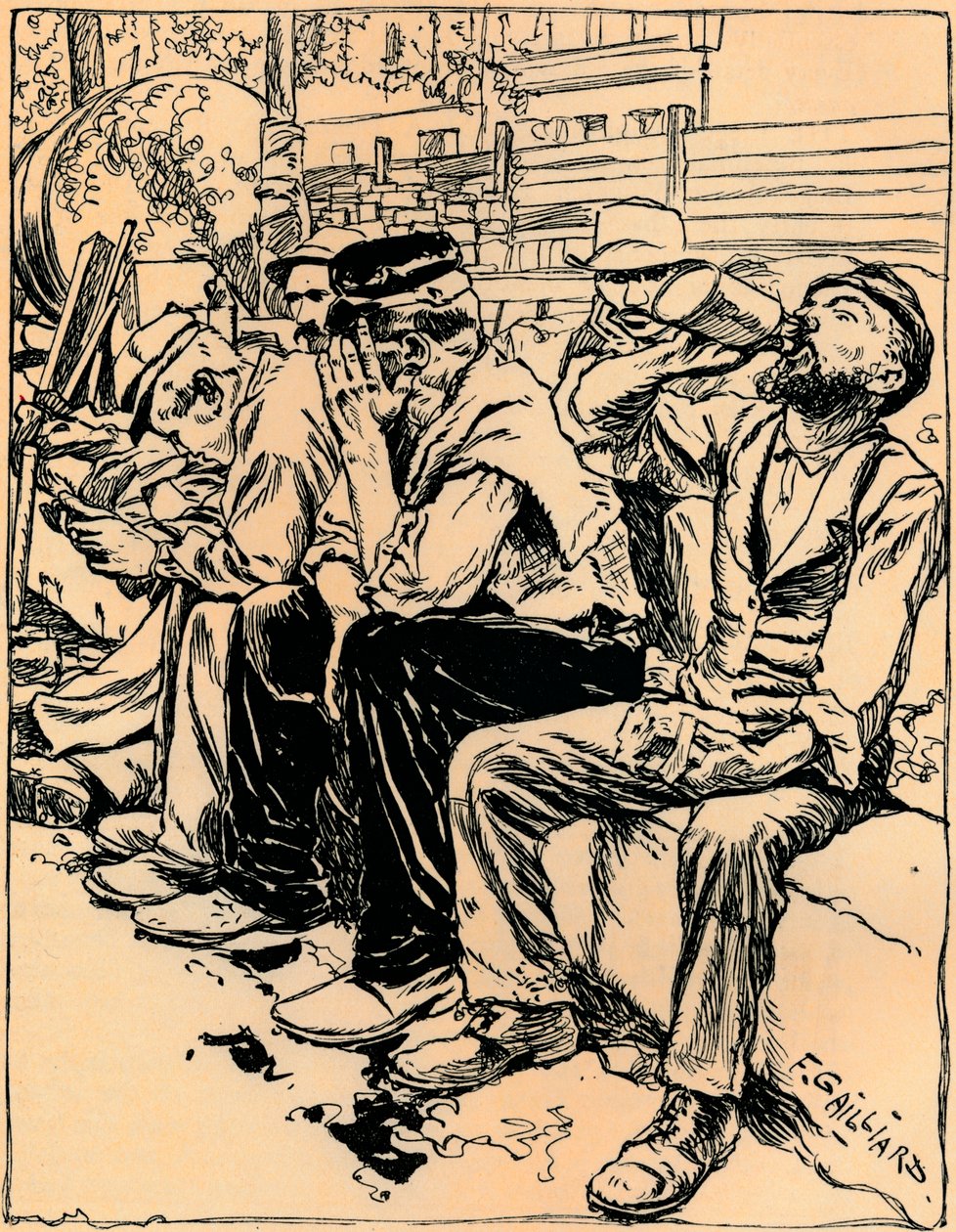 Arbetare vid middagen, c1900 av Franz Gailliard