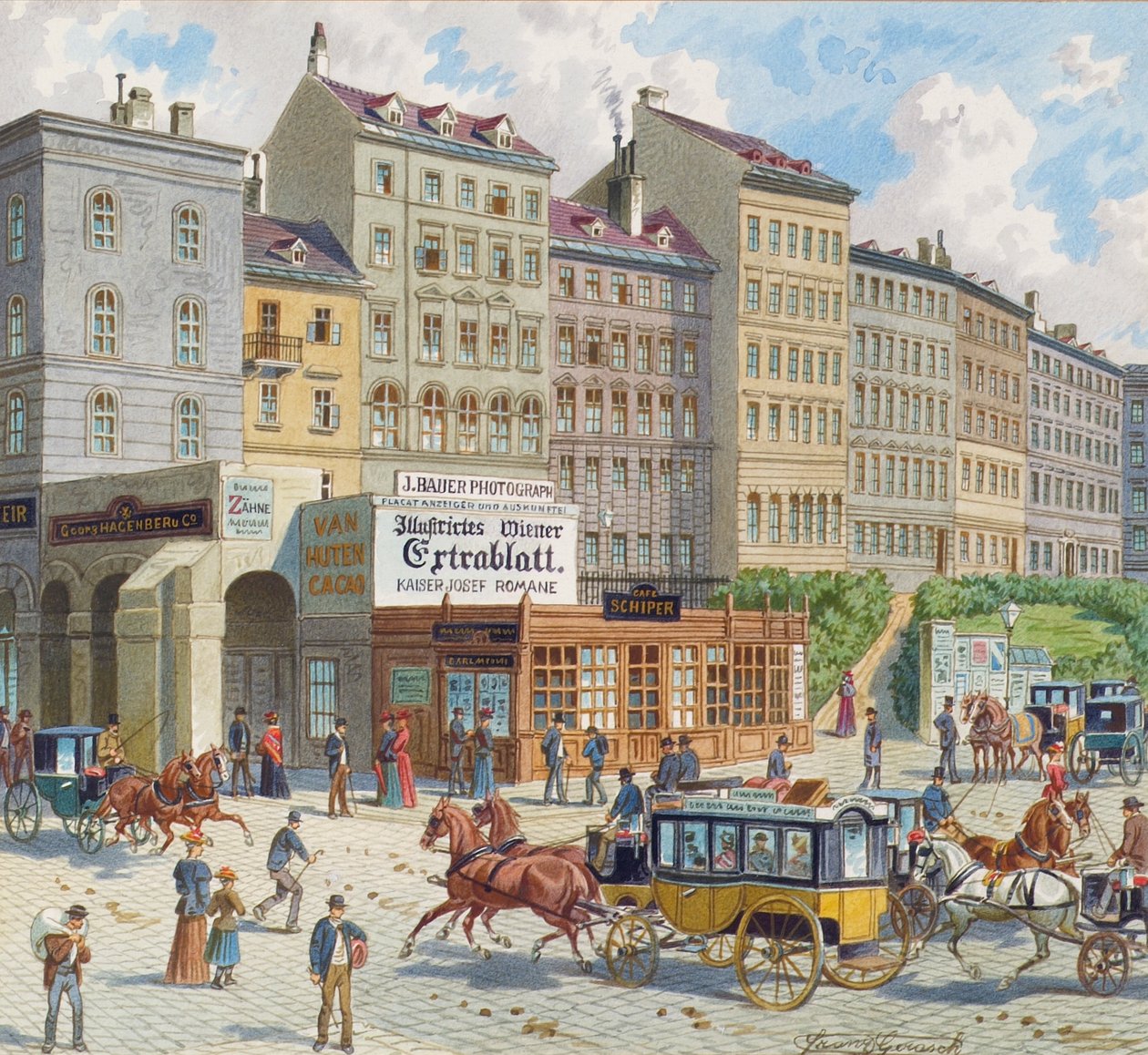 Schottentor och Mölkerbastei i Wien av Franz Gerasch