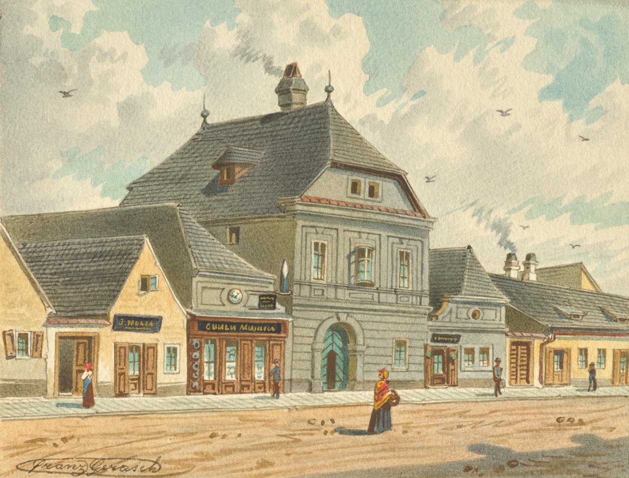 Kejsarinnan Maria Theresas tidigare jaktstuga på Erdbergstraße 109 i Wien av Franz Gerasch