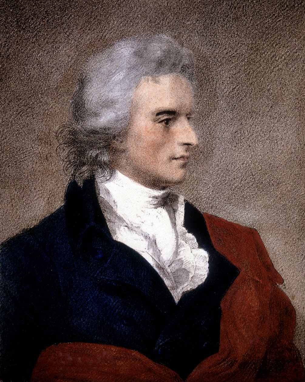Porträtt av Friedrich von Schiller (1759 - 1805) från en målning av F.G. von Kugelgen. av Franz Gerhard von Kugelgen