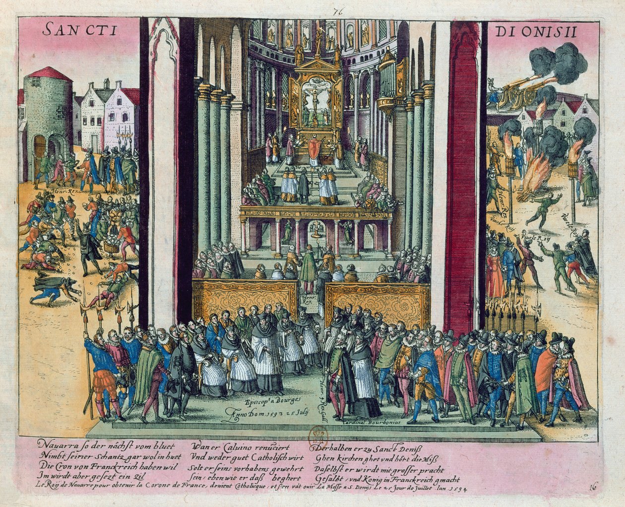 Abjuration av Henri IV och konvertering till katolicismen i St. Denis den 15 juli 1593 av Franz Hogenberg