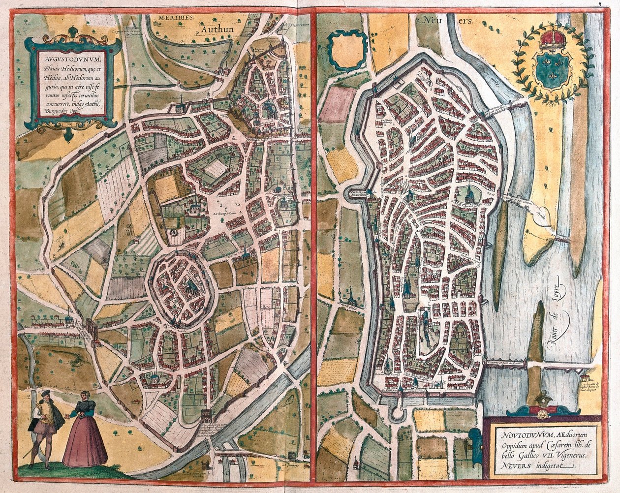 Autun och Nevers, Frankrike (gravyr av Franz Hogenberg