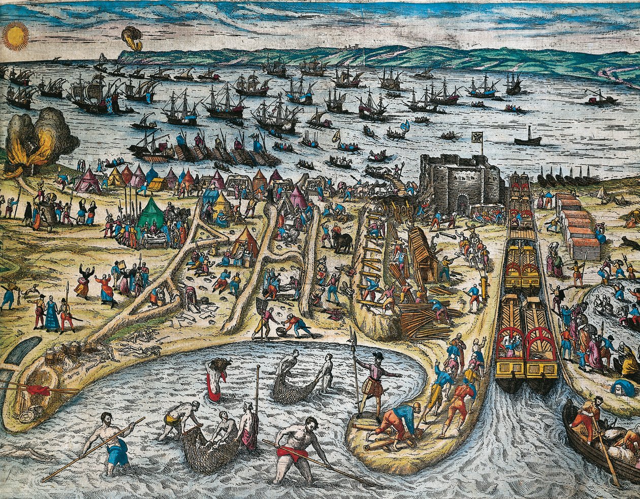Capture of La Goulette och Tunis av Charles V av Franz Hogenberg