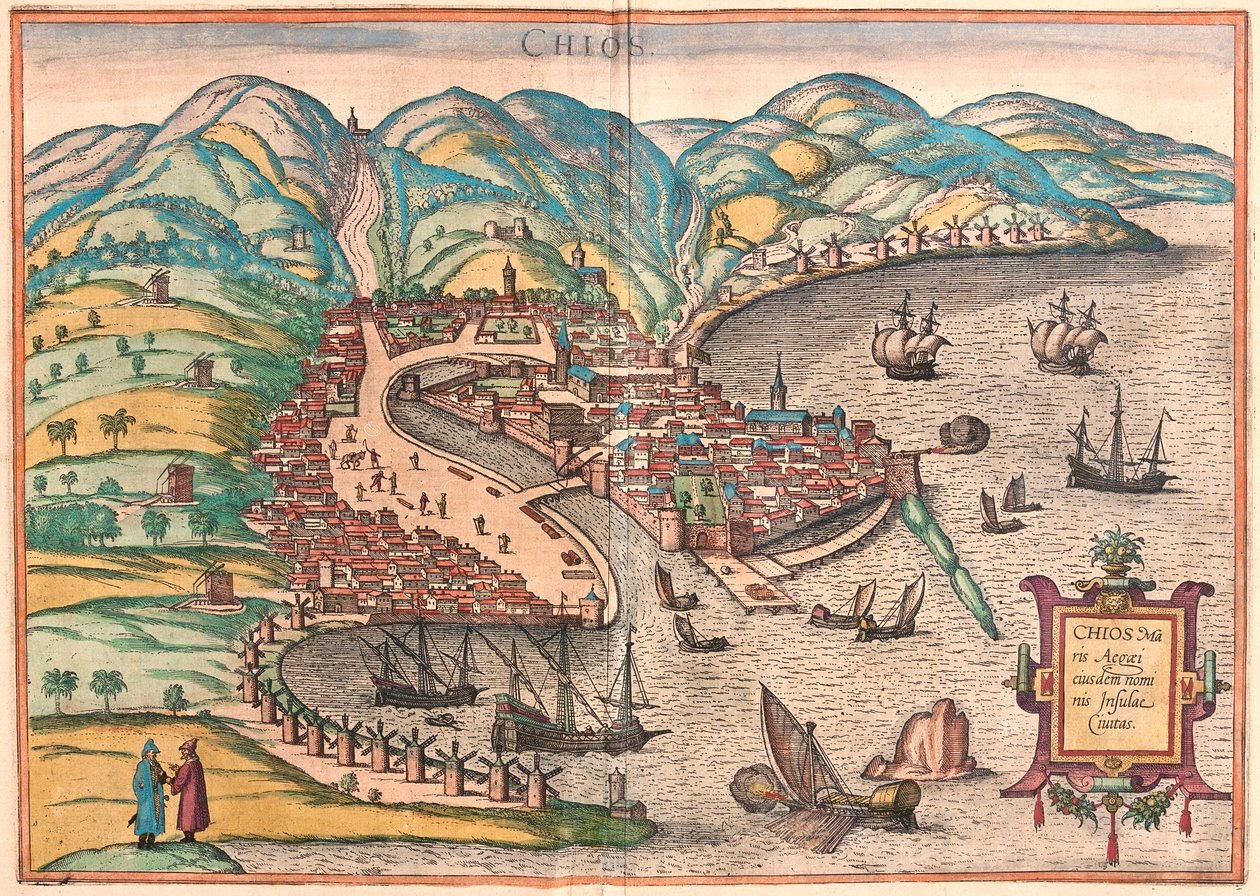 Chios eller Chio, Grekland (gravyr av Franz Hogenberg