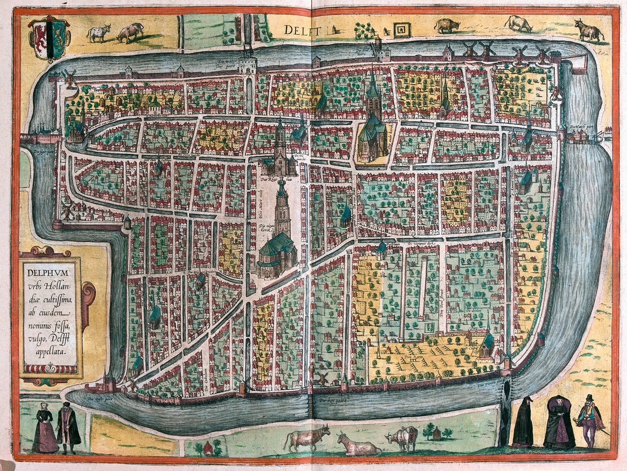 Delft, Nederländerna (gravyr av Franz Hogenberg