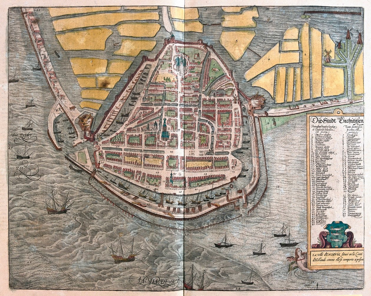 Enkhuizen, Nederländerna (gravyr av Franz Hogenberg