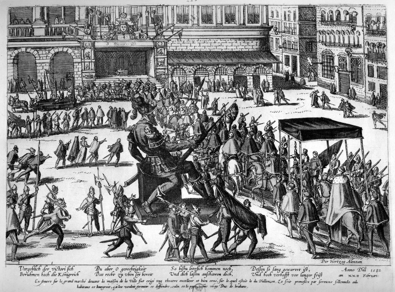 Inresa av Hercule Francois av Frankrike, hertig av Alencon (1554-84) i Antwerpen, 19 februari 1582 av Franz Hogenberg