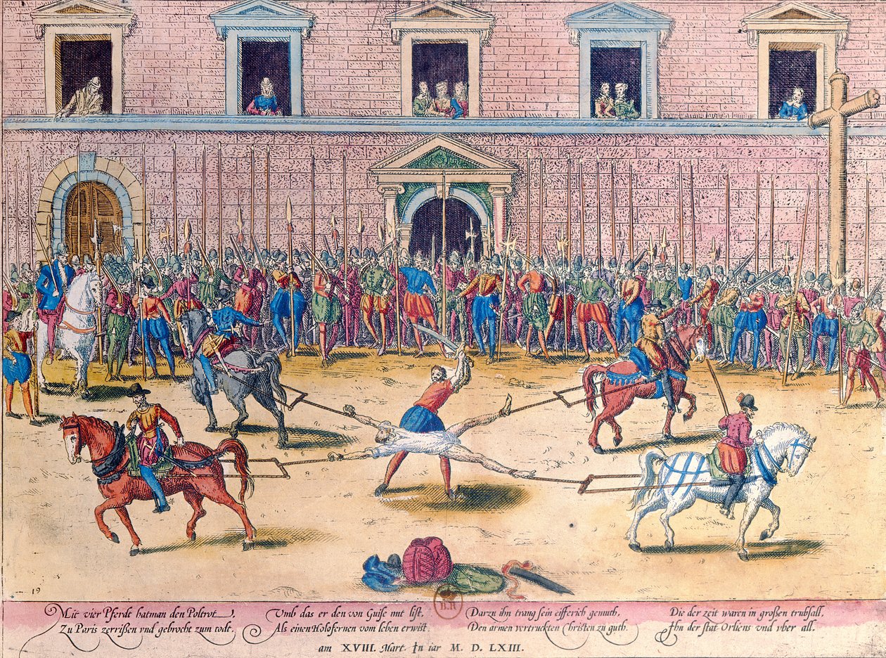 Avrättning av Jean de Poltrot, Sieur de Mere, den 18 mars 1563 av Franz Hogenberg