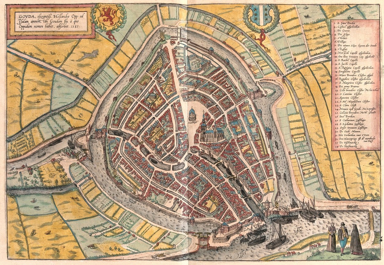 Gouda, Nederländerna (gravyr av Franz Hogenberg