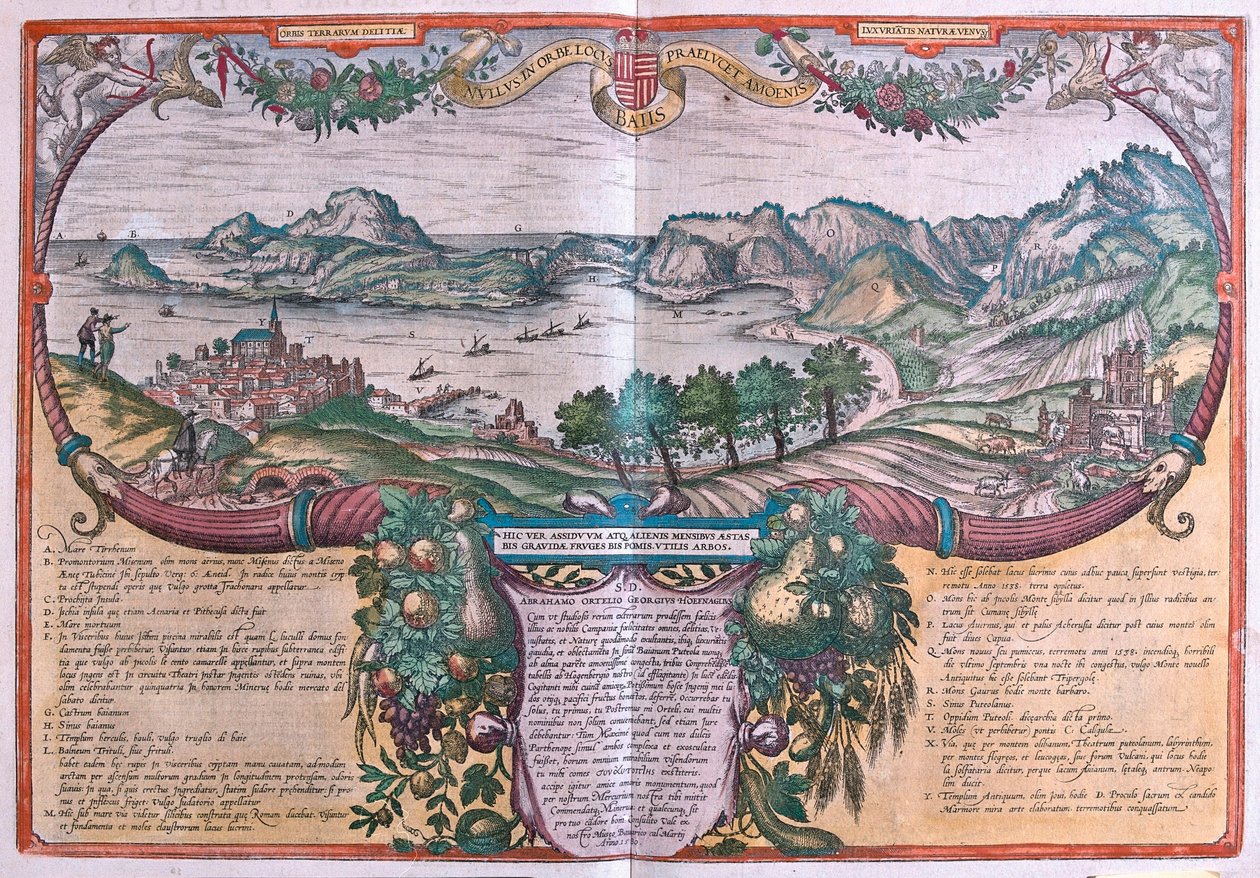 Baiabukten (bär), Ischia och Pozzuoli, Italien (gravyr av Franz Hogenberg