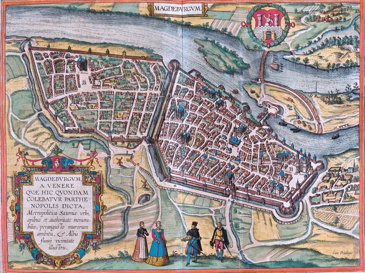 Magdeburgplanen (Magdeburgum), Tyskland (etsning av Franz Hogenberg