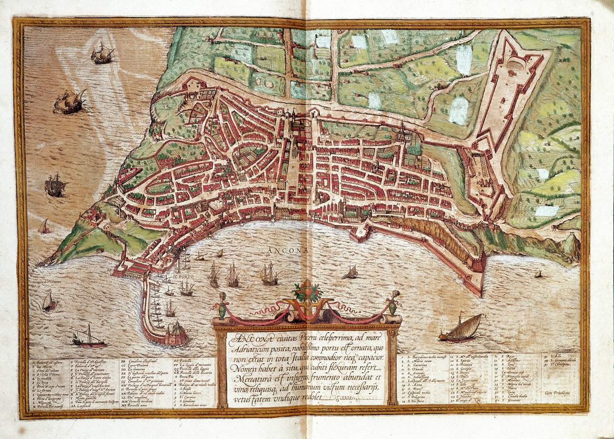 Karta över Ancona (gravyr av Franz Hogenberg