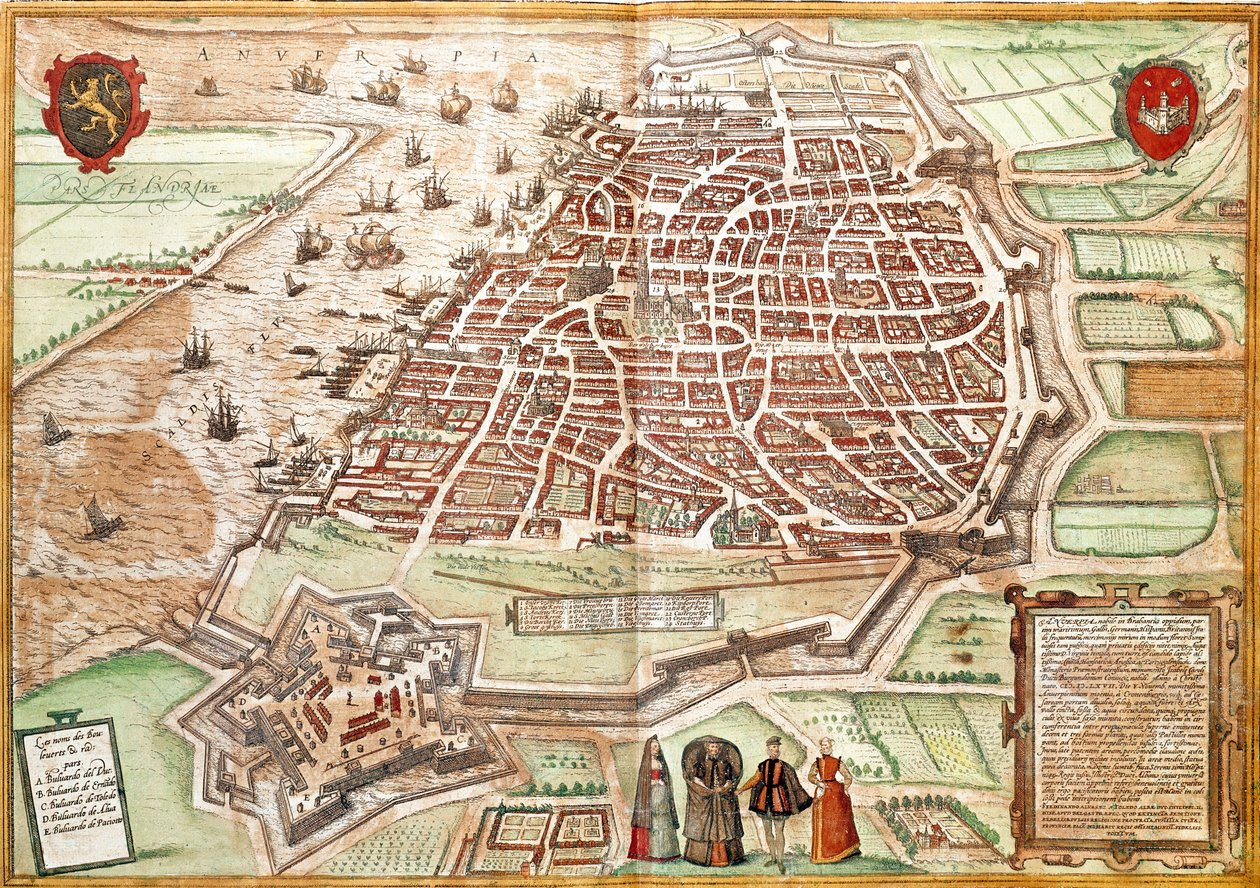 Karta över Antwerpen (gravyr av Franz Hogenberg