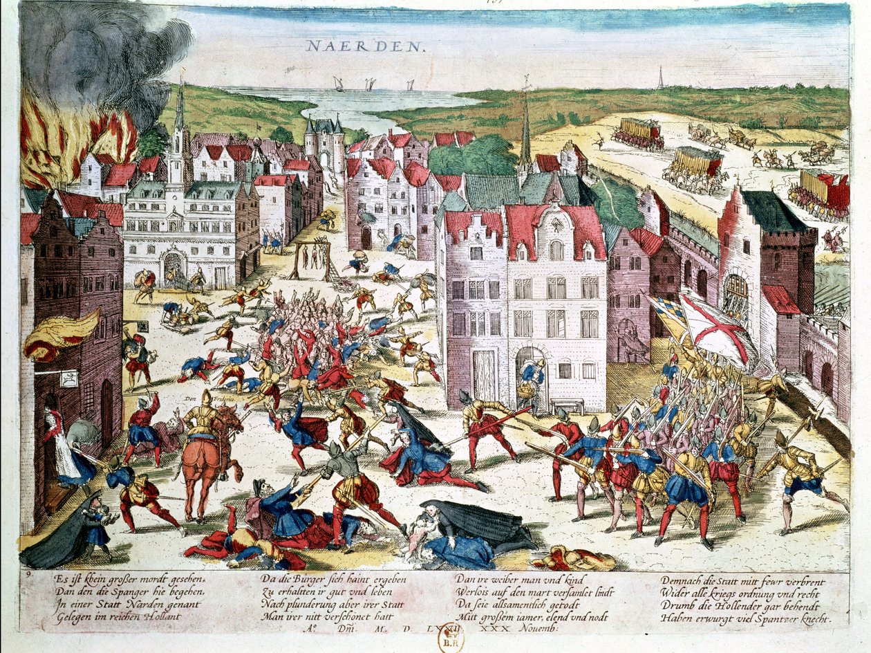 Massaker i Flandern under regeringen av Fernando Alvarez de Toledo (1508-82) hertig av Alba, 30 november 1572 av Franz Hogenberg