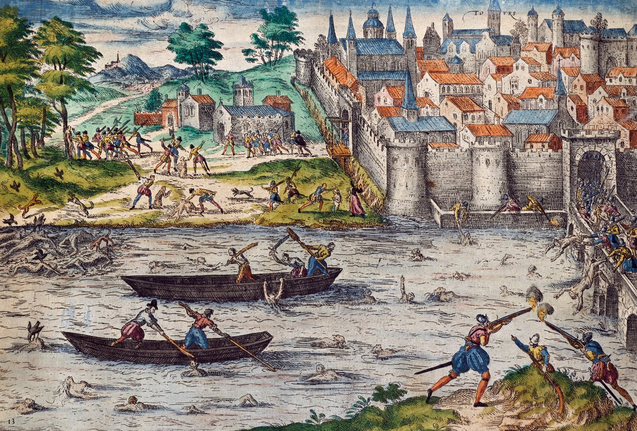 Massacres of Tours, juli 1562 under religionskrig mot hugenotter, gravyr av Franz Hogenberg (1535-1590), Frankrike av Franz Hogenberg