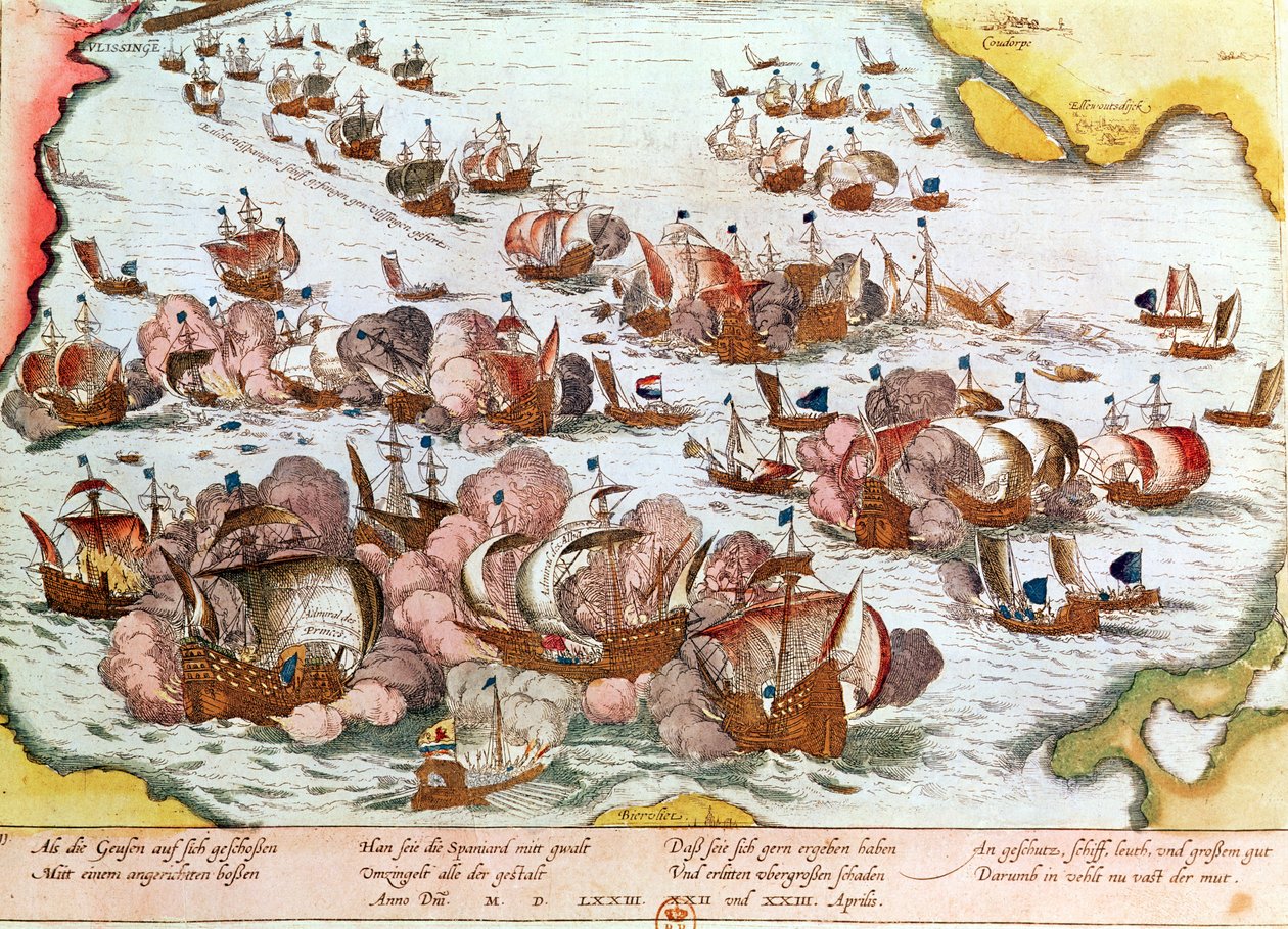 Sjöstrid mellan havets tiggare och spanjorerna 1573 av Franz Hogenberg