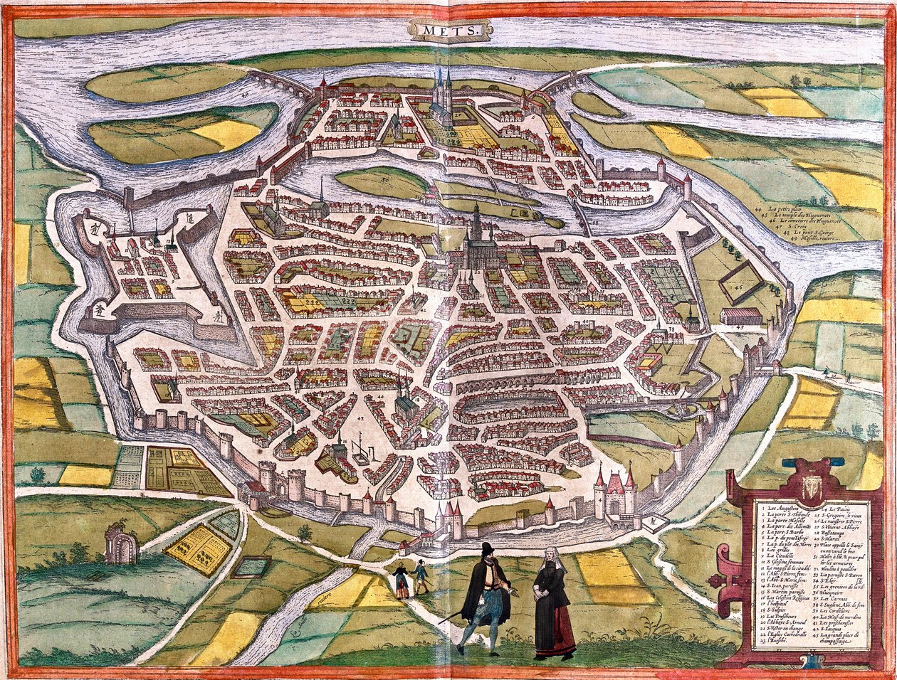 Plan av Metz (Mets), Frankrike (etsning av Franz Hogenberg