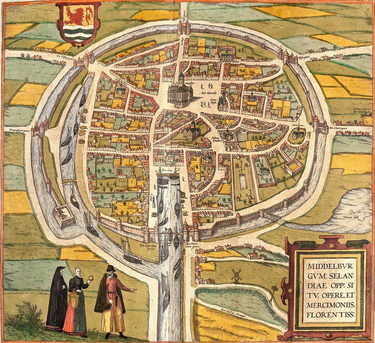 Plan av Middelburg (Middelburgum), Nederländerna (etsning av Franz Hogenberg