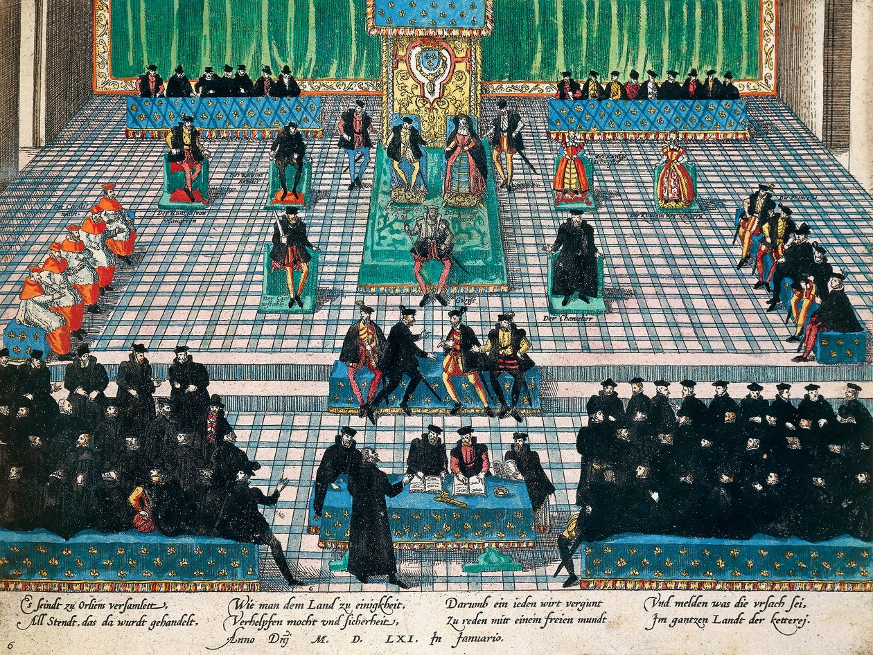 Generalstaternas session i Orleans, januari 1561, gravyr av Franz Hogenberg (1535-1590), Frankrike av Franz Hogenberg