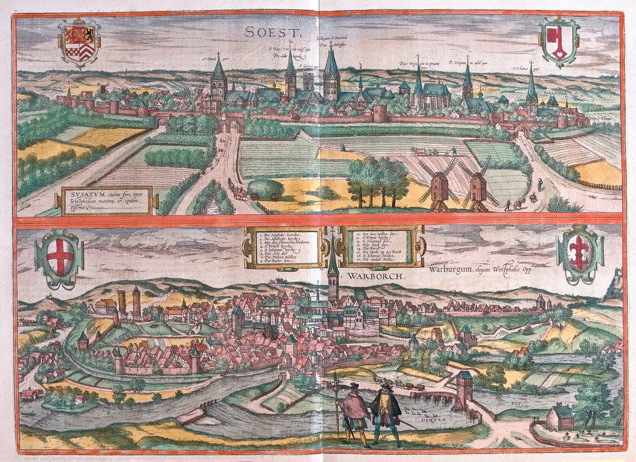 Soest och Warburg, Tyskland (gravyr av Franz Hogenberg
