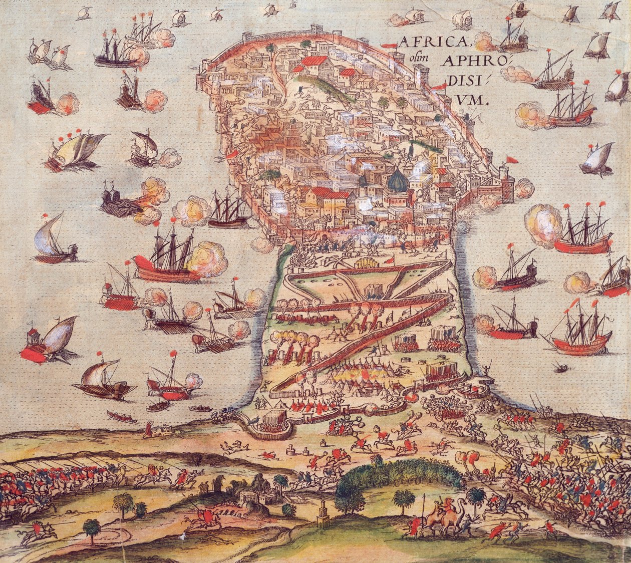 Den osmanske korsaren Khayr al-Din Barbarossa mot Karl V:s armé, av Franz Hogenberg av Franz Hogenberg