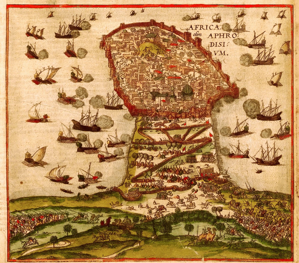 Den osmanske korsaren Khayr al-Din Barbarossa mot Karl V:s armé, av Franz Hogenberg av Franz Hogenberg