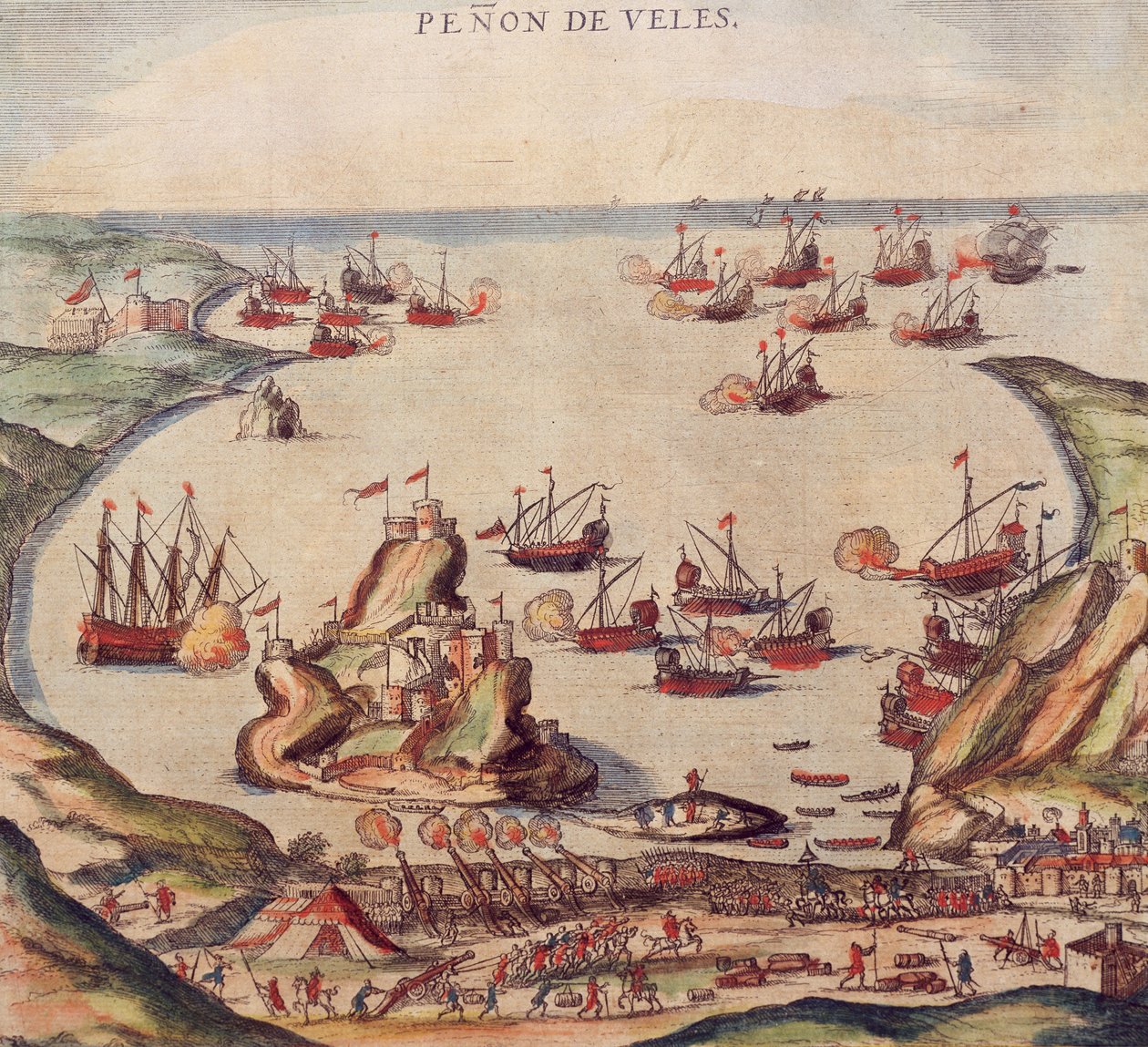 Den osmanske korsaren Khayr al-Din Barbarossa mot Karl V:s armé, av Franz Hogenberg av Franz Hogenberg