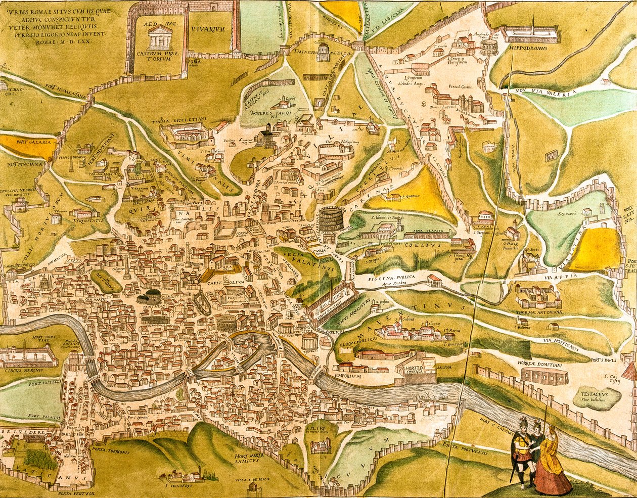 Utsikt över Rom (Romae), Italien (etsning av Franz Hogenberg